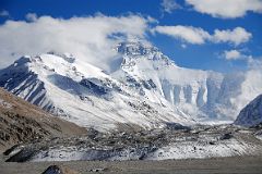 26 Mount Everest North Face, Rongbuk Glacier And Everest North Base Camp From Hill Above Chinese Checkpoint Afternoon.jpg